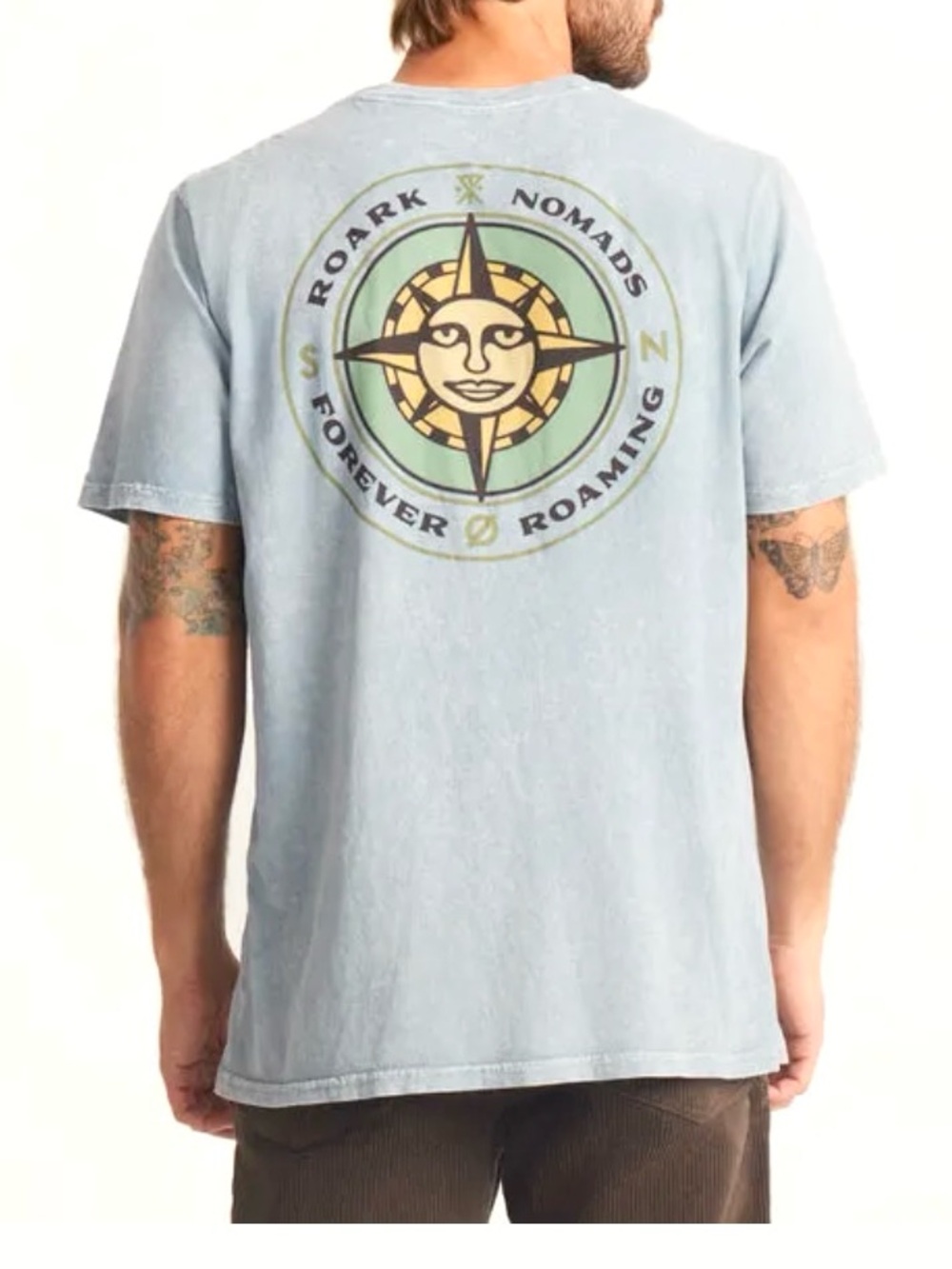ROARK Crew Neck Wayward Short Sleeve Shirt Size Large Shale Mineral Wash